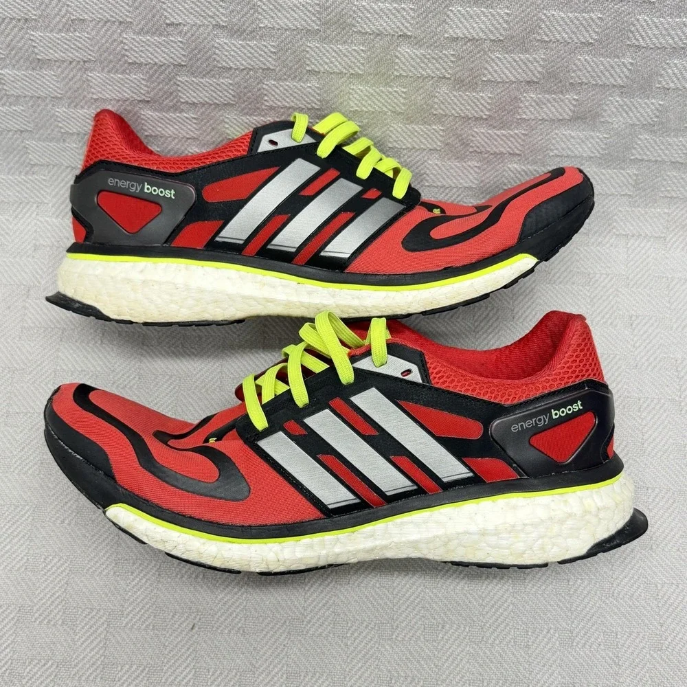 Adidas Energy Boost Shoes Mens Size 9‎ Red Cushioned Running Techfit G65075
